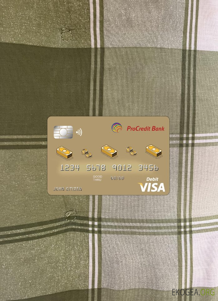 Photolook de la carte visa bancaire Albanie Procredit , avant